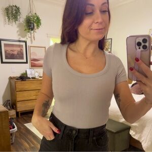 nuuds Slinky Rib, Short Sleeve Bodysuit